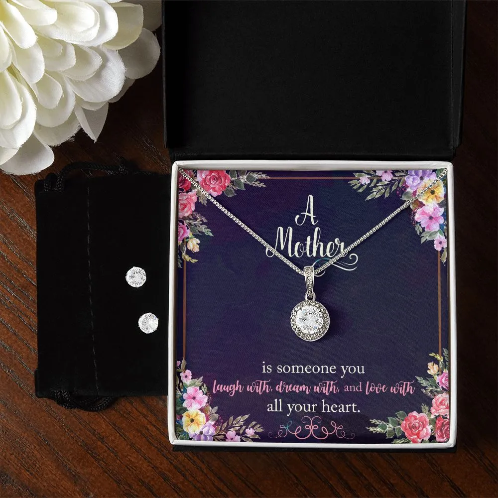 Mom Solitaire Jewelry Set-Laugh, dream, love
