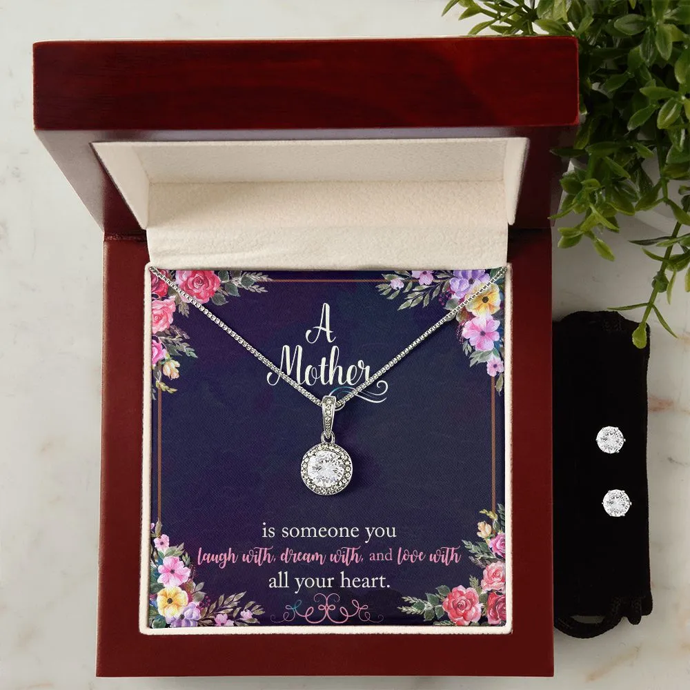 Mom Solitaire Jewelry Set-Laugh, dream, love