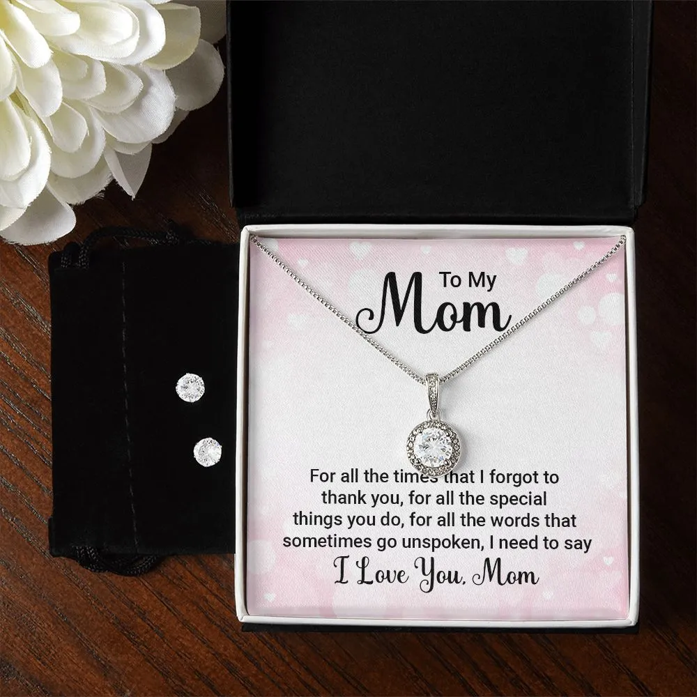 Mom Solitaire Jewelry Set-Thank you for all you do