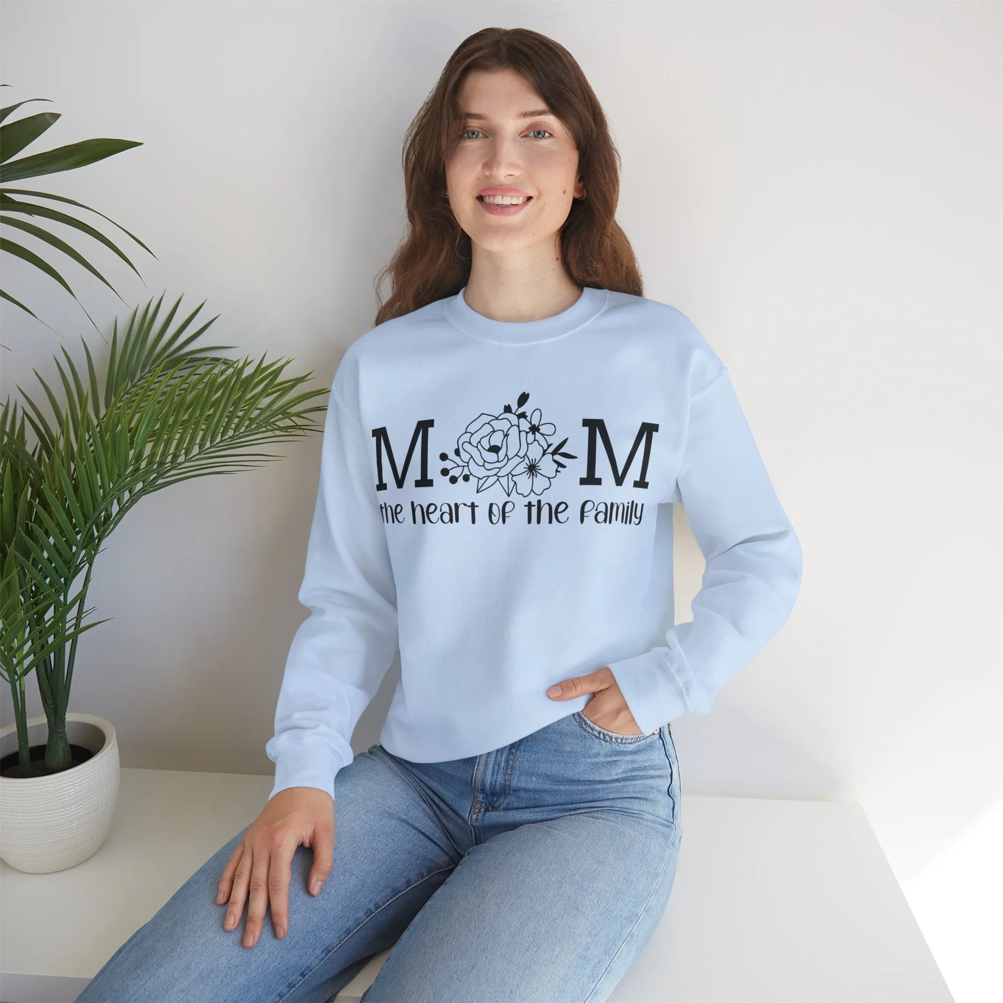 Mom The Heart of The Family Unisex Heavy Blend™ Crewneck Sweatshirt