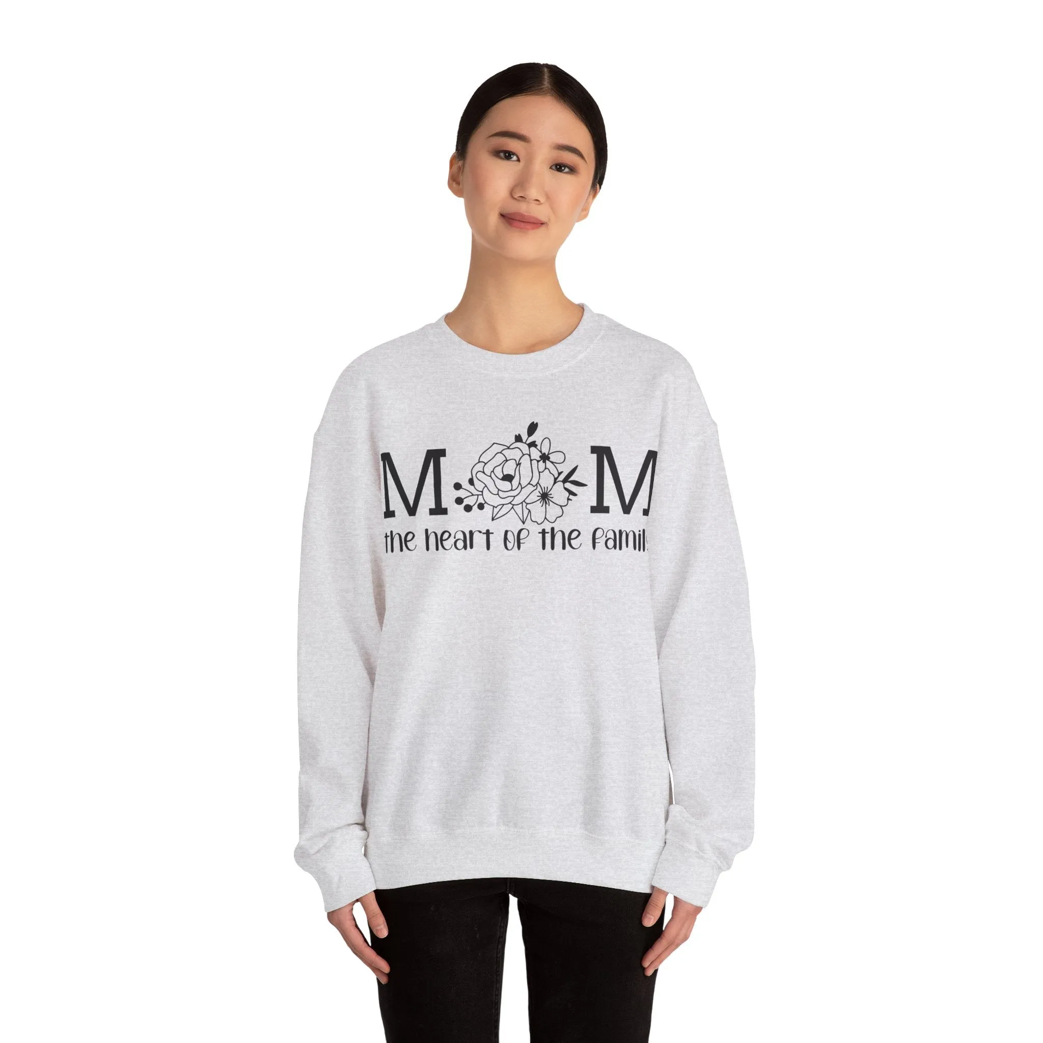 Mom The Heart of The Family Unisex Heavy Blend™ Crewneck Sweatshirt