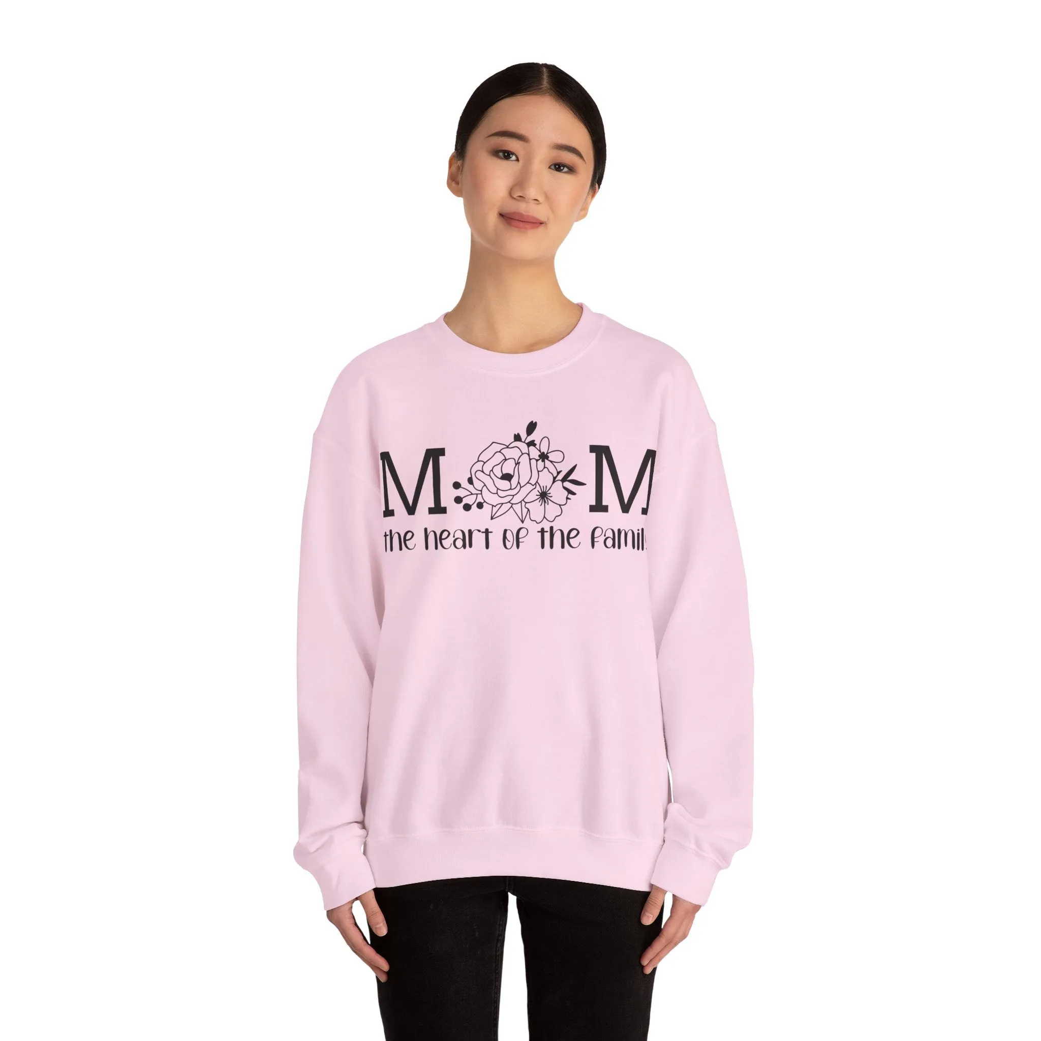Mom The Heart of The Family Unisex Heavy Blend™ Crewneck Sweatshirt
