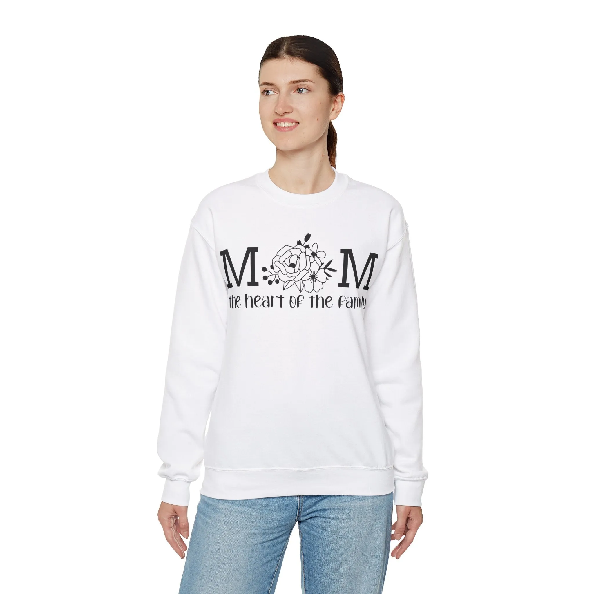 Mom The Heart of The Family Unisex Heavy Blend™ Crewneck Sweatshirt