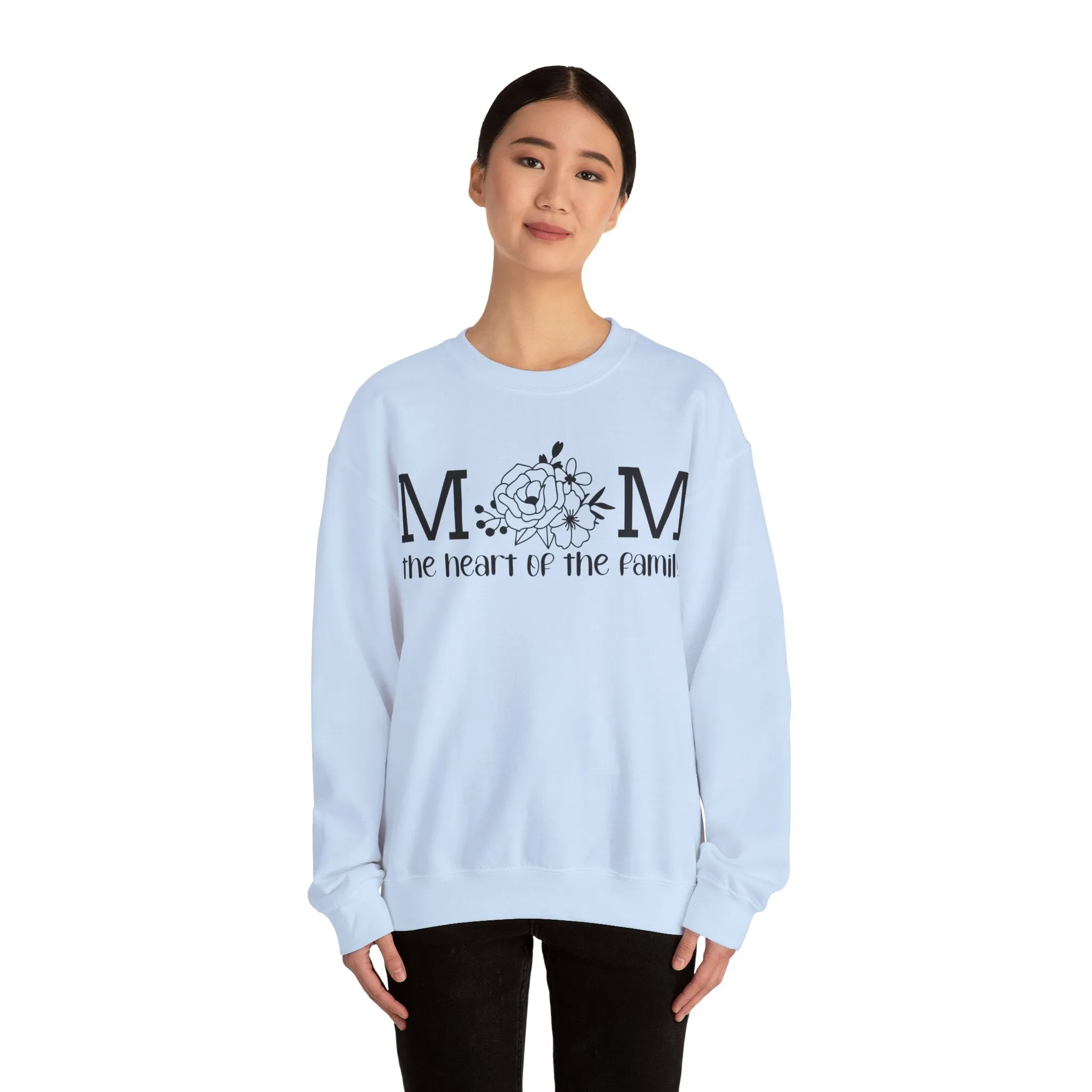 Mom The Heart of The Family Unisex Heavy Blend™ Crewneck Sweatshirt