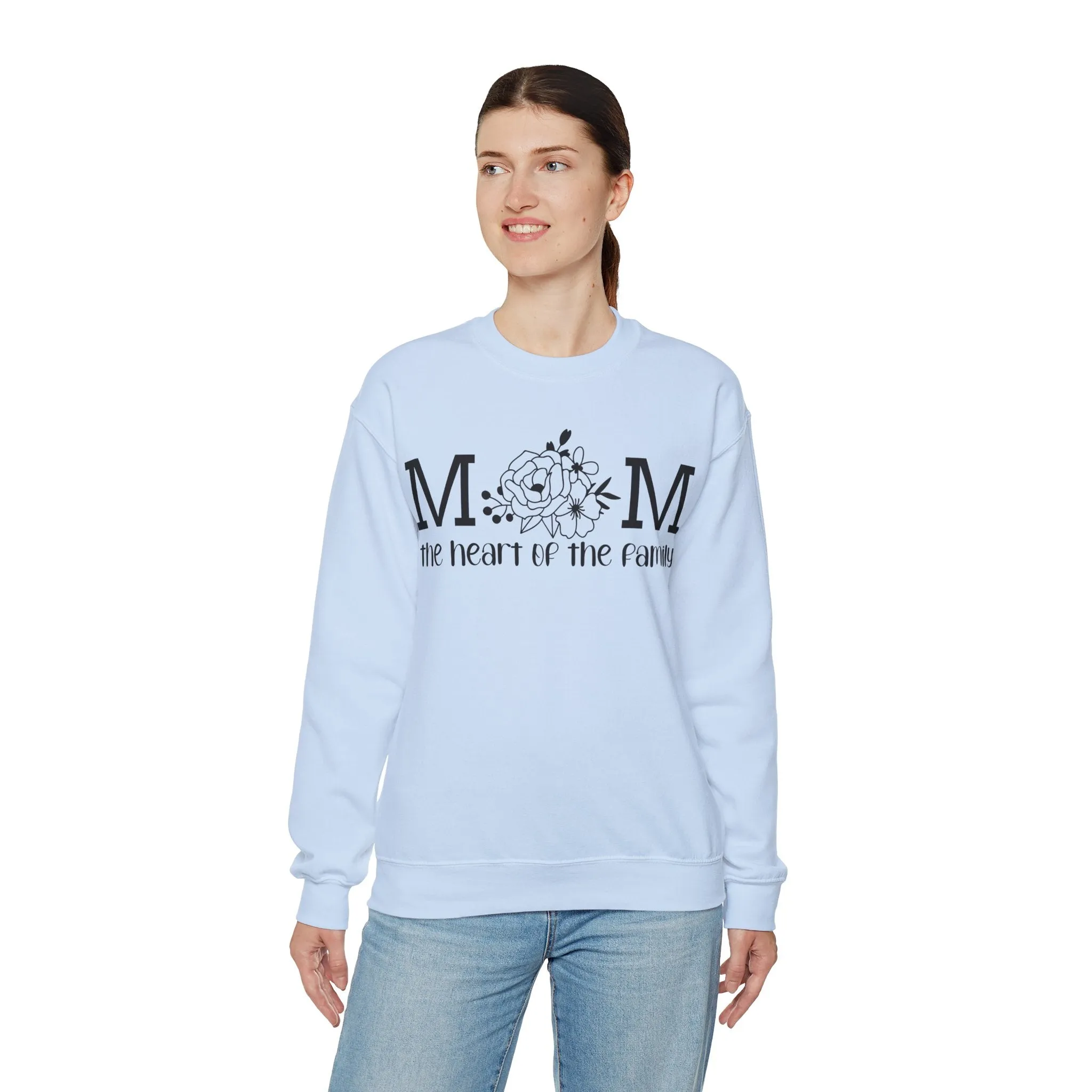 Mom The Heart of The Family Unisex Heavy Blend™ Crewneck Sweatshirt