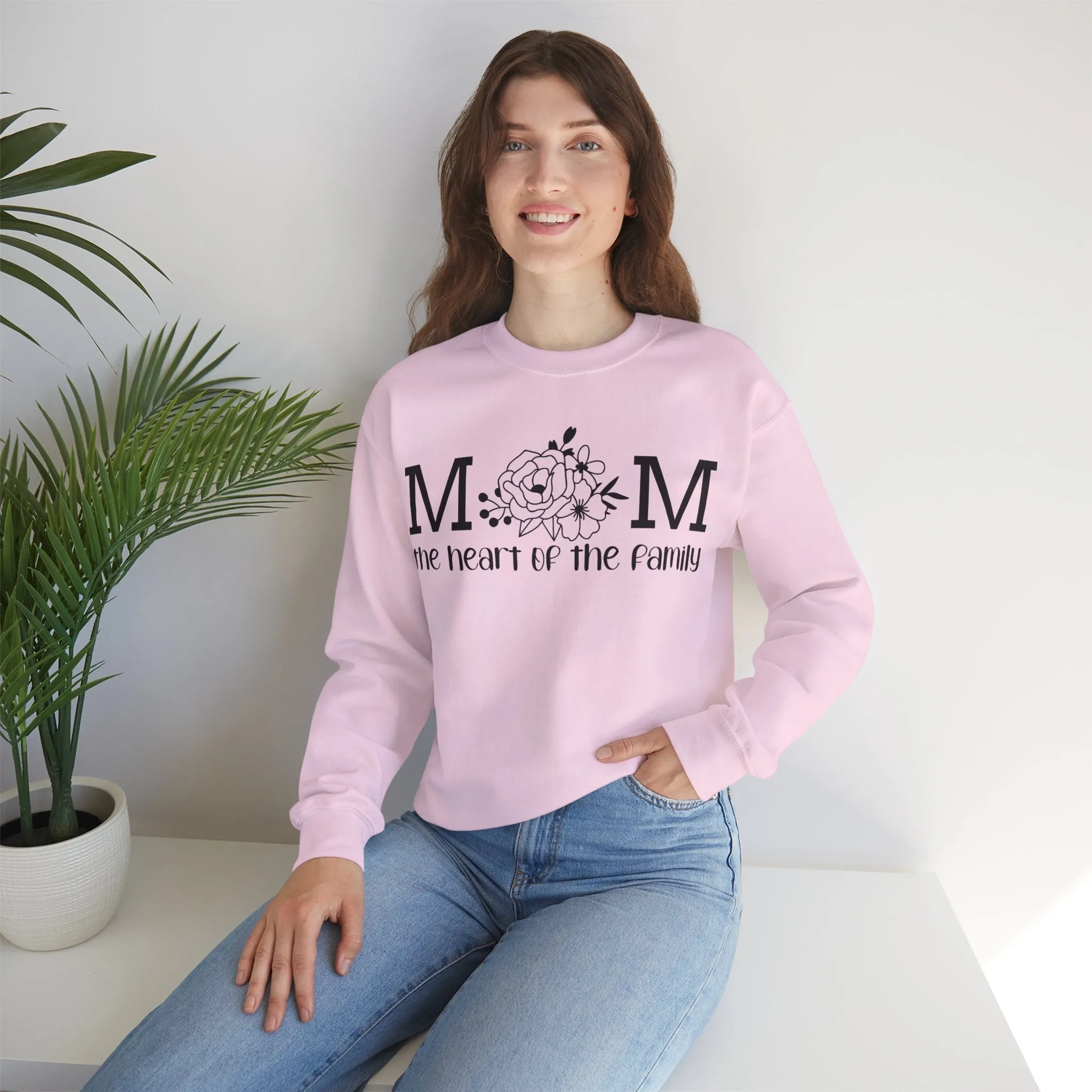 Mom The Heart of The Family Unisex Heavy Blend™ Crewneck Sweatshirt