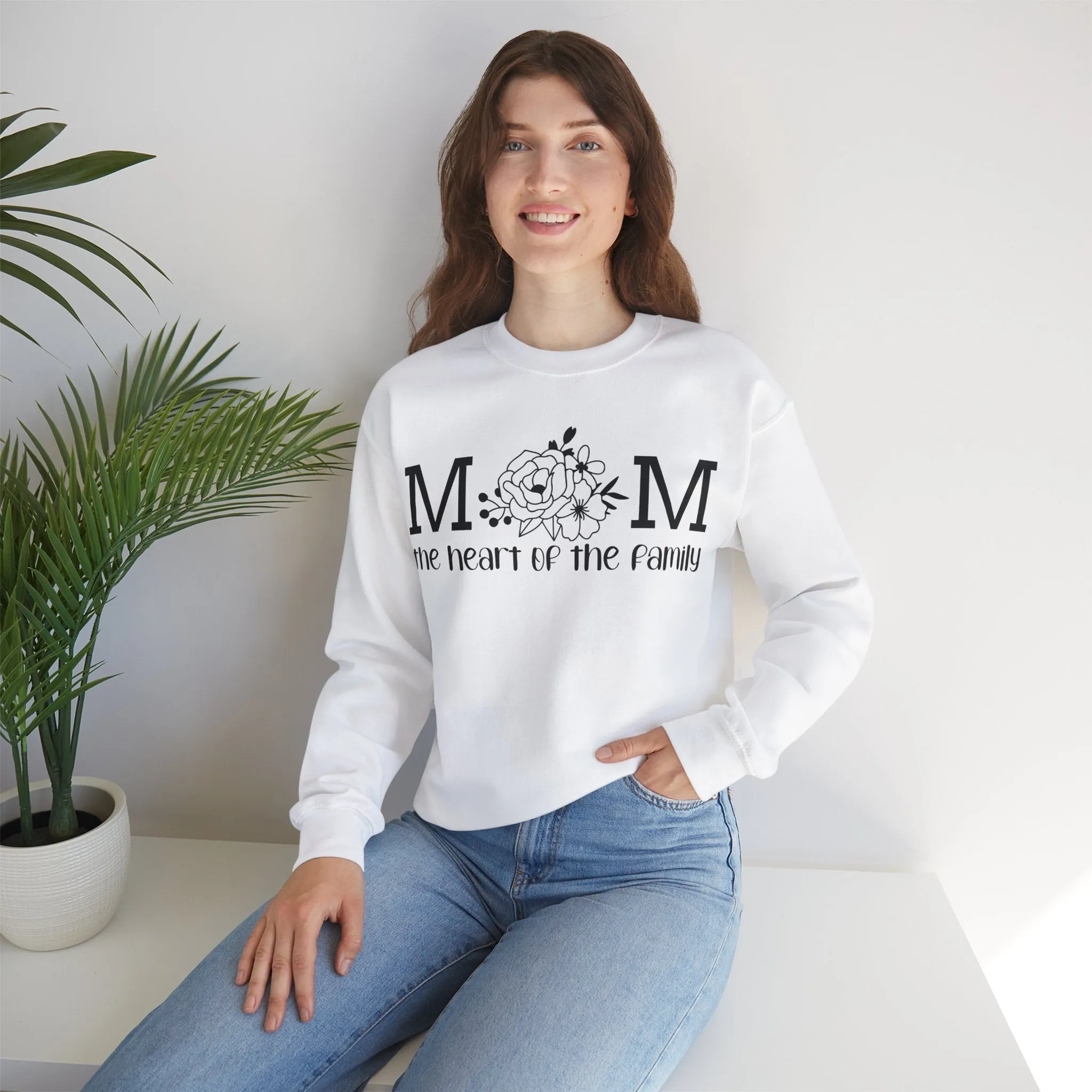 Mom The Heart of The Family Unisex Heavy Blend™ Crewneck Sweatshirt