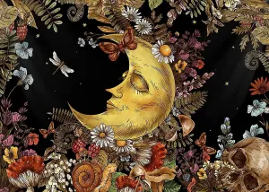 Moon Skull Abstract Unique Whimisigoth Aesthetic Cottage Core Decor Gift High Res Digital Download - Custom AI Print - Retro Vintage Style