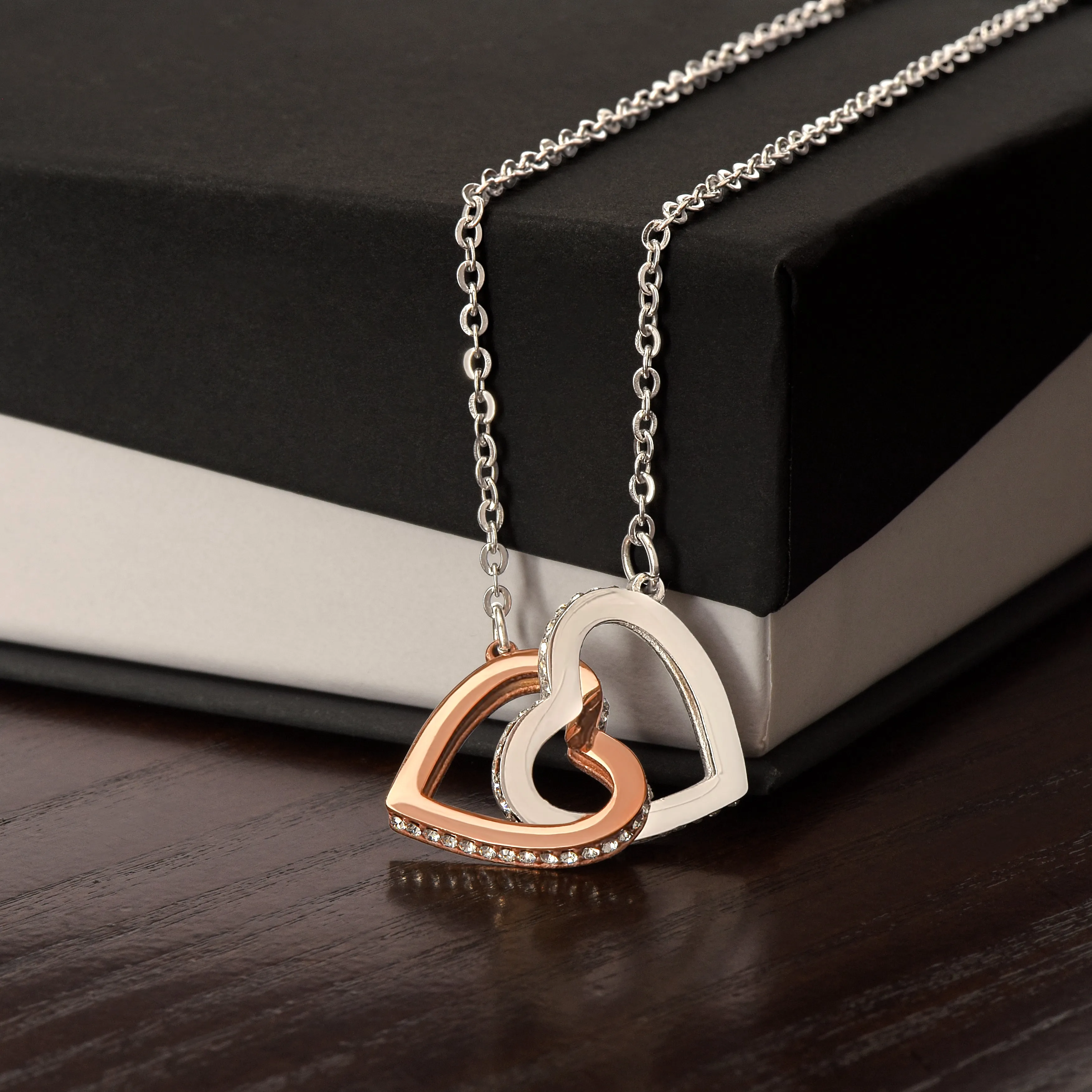 Mother to Daughter Gift, Interlocking Hearts Necklace, With Message Card, Hand Made Gold Jewelry Gift For Daughters
