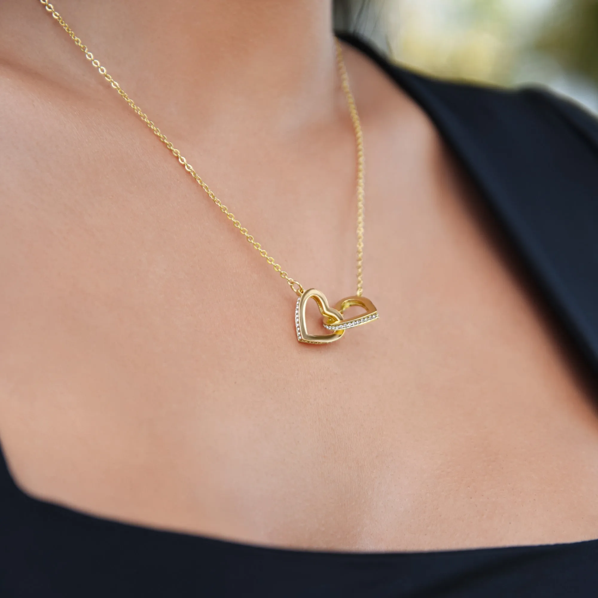 Mother to Daughter Gift, Interlocking Hearts Necklace, With Message Card, Hand Made Gold Jewelry Gift For Daughters