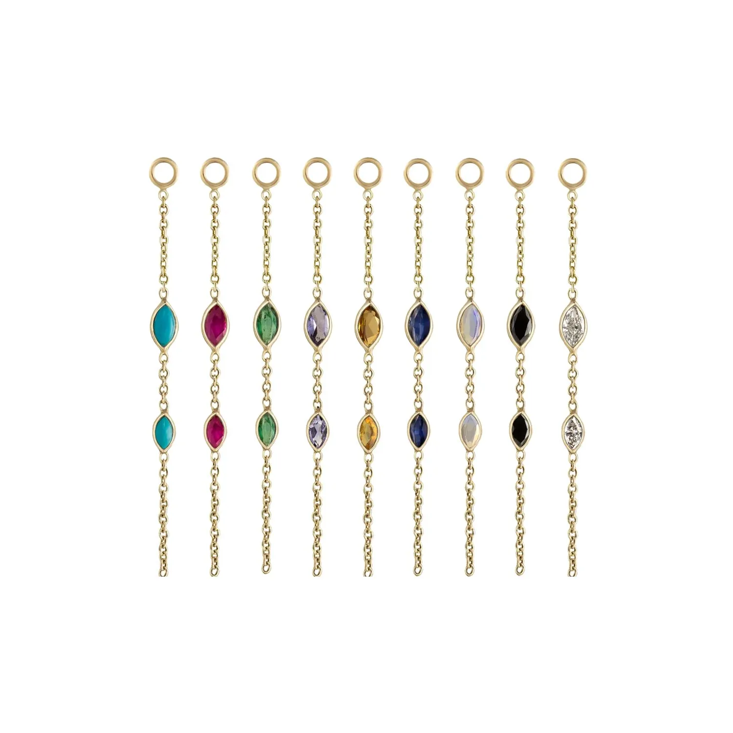 métier / double marquise gemstone chain plaque charm - single