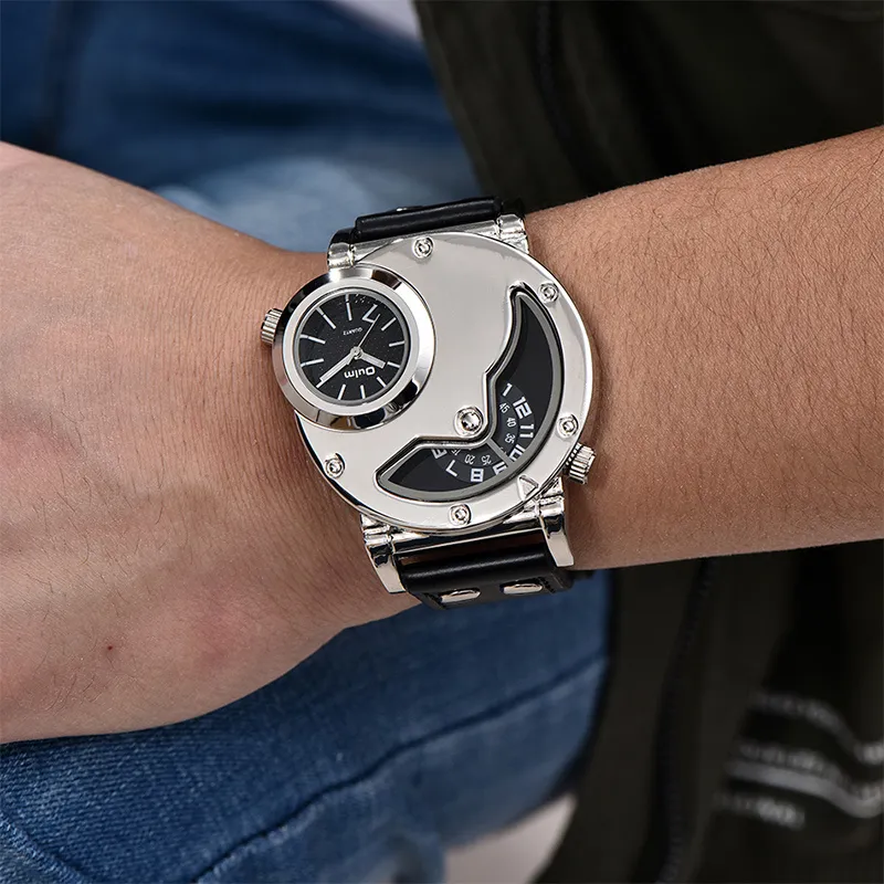 Multi-Time Zone Leather Band Watch
