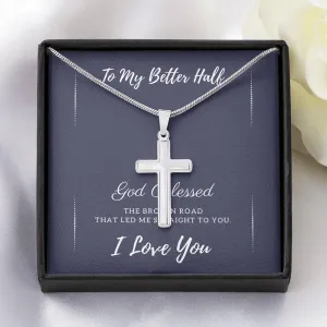 My Better Half Cross Necklace-God blessed me