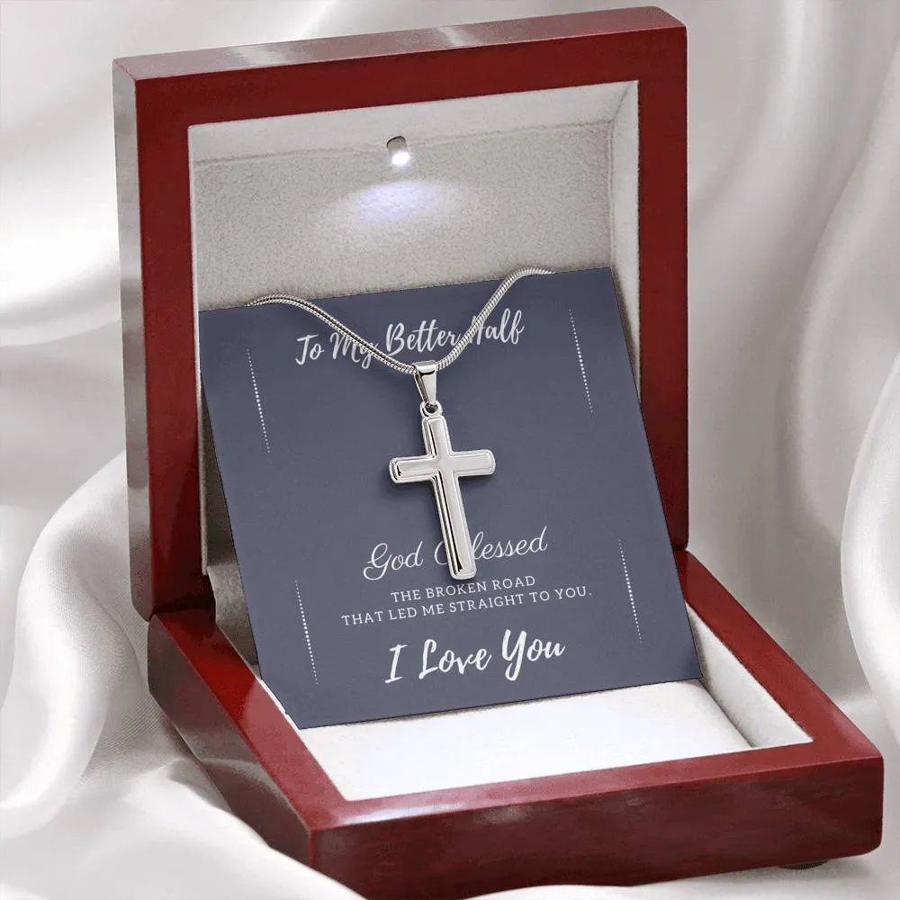 My Better Half Cross Necklace-God blessed me