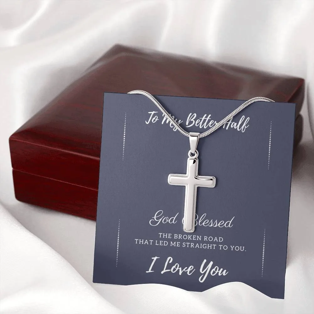 My Better Half Cross Necklace-God blessed me