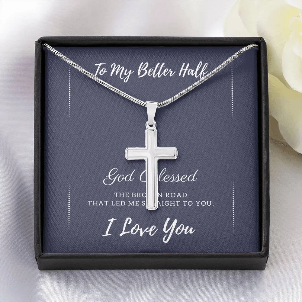 My Better Half Cross Necklace-God blessed me
