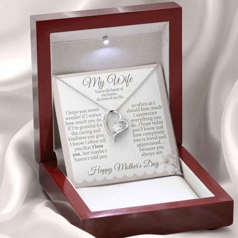My Wife, The Heart of Our Home Mother's Day Necklace