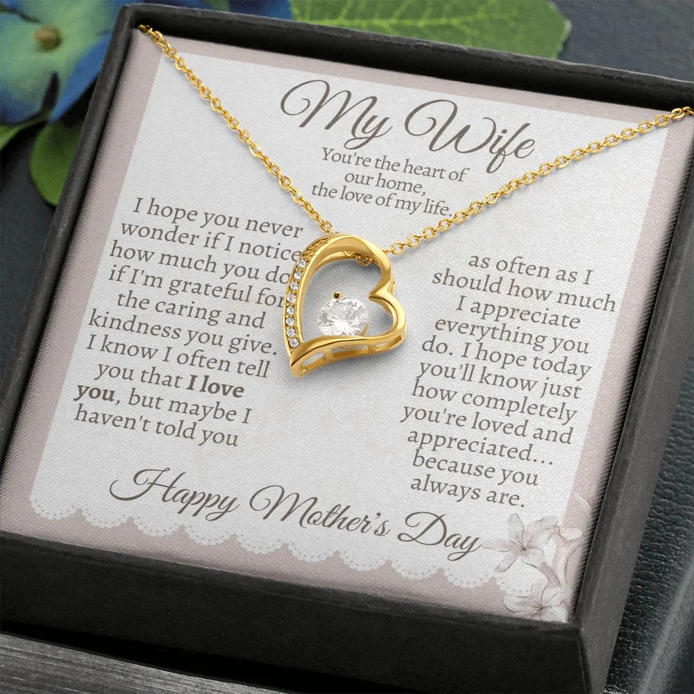 My Wife, The Heart of Our Home Mother's Day Necklace