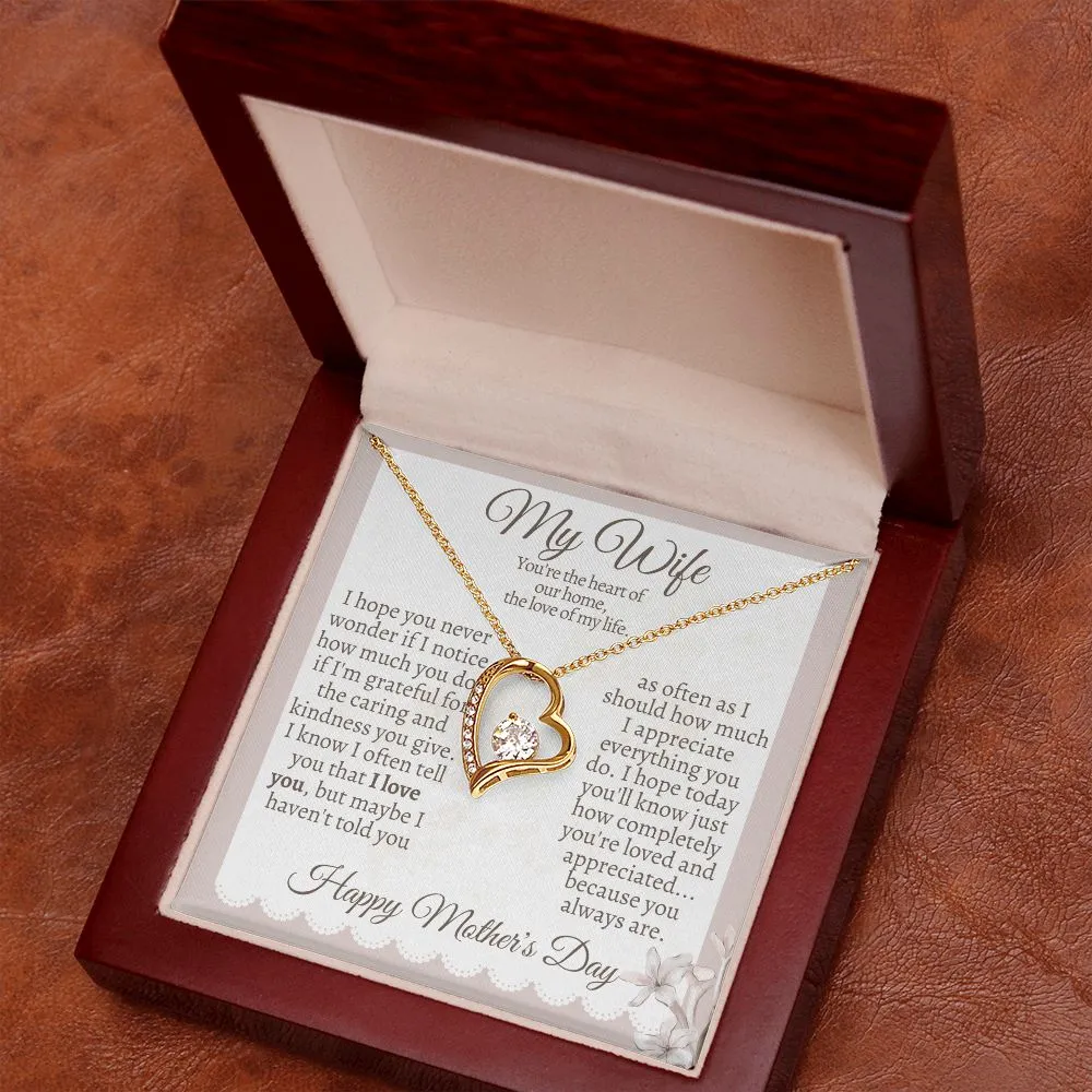 My Wife, The Heart of Our Home Mother's Day Necklace