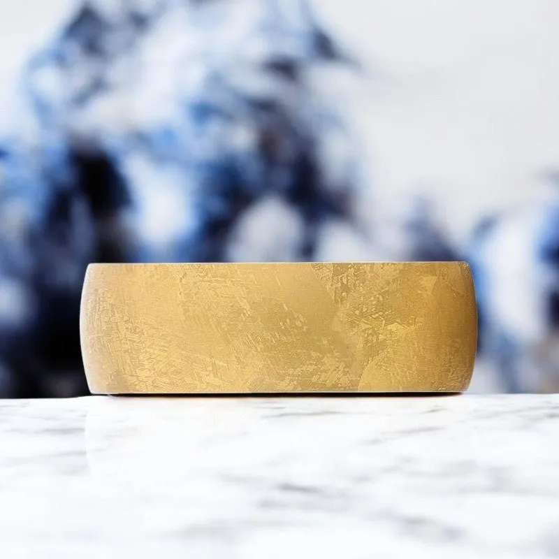 MYSTIC | Gold Titanium Ring, Meteorite Pattern, Domed