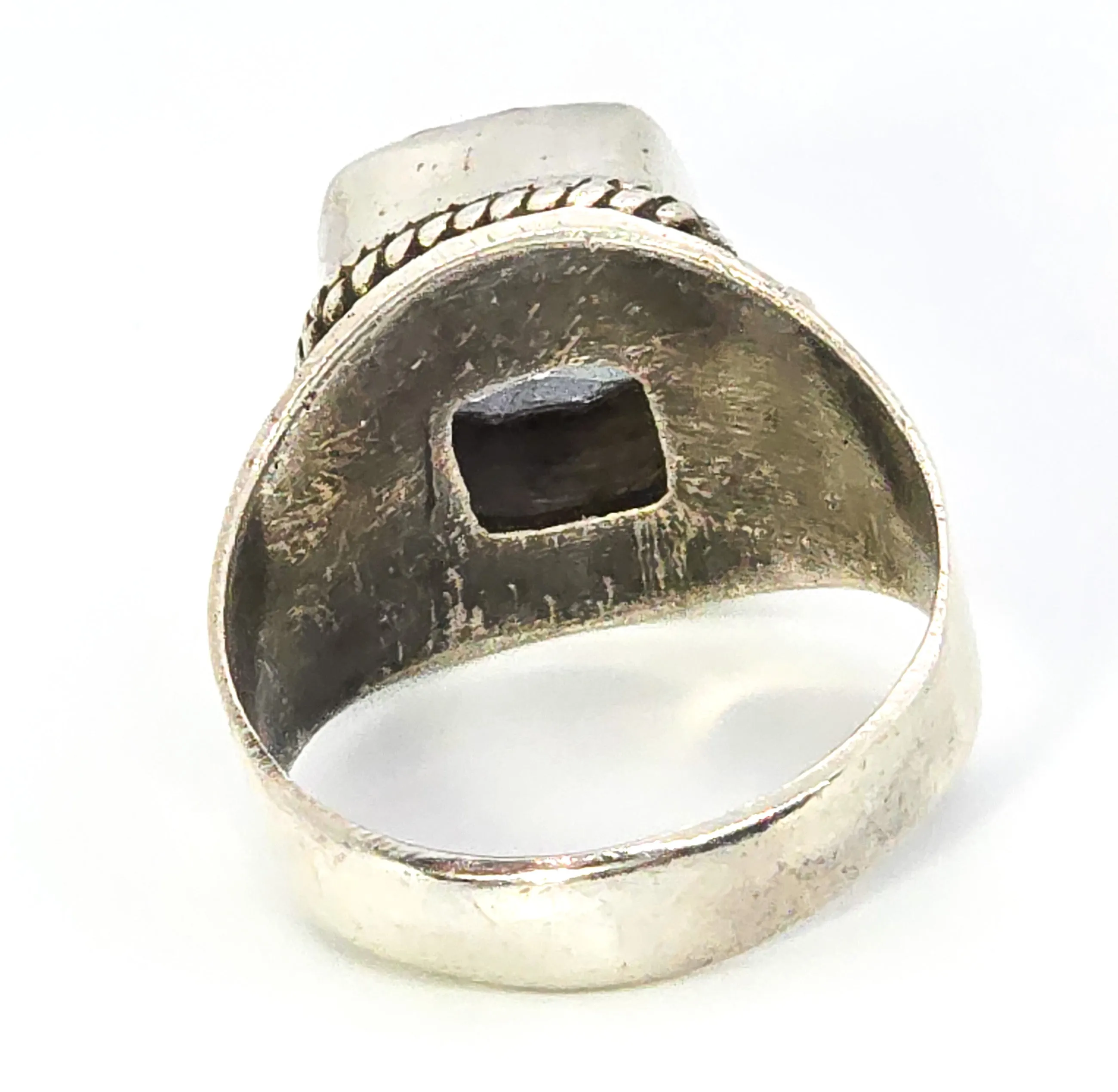 Mystic Quartz 6ct tribal Balinese style sterling silver statement ring size 8