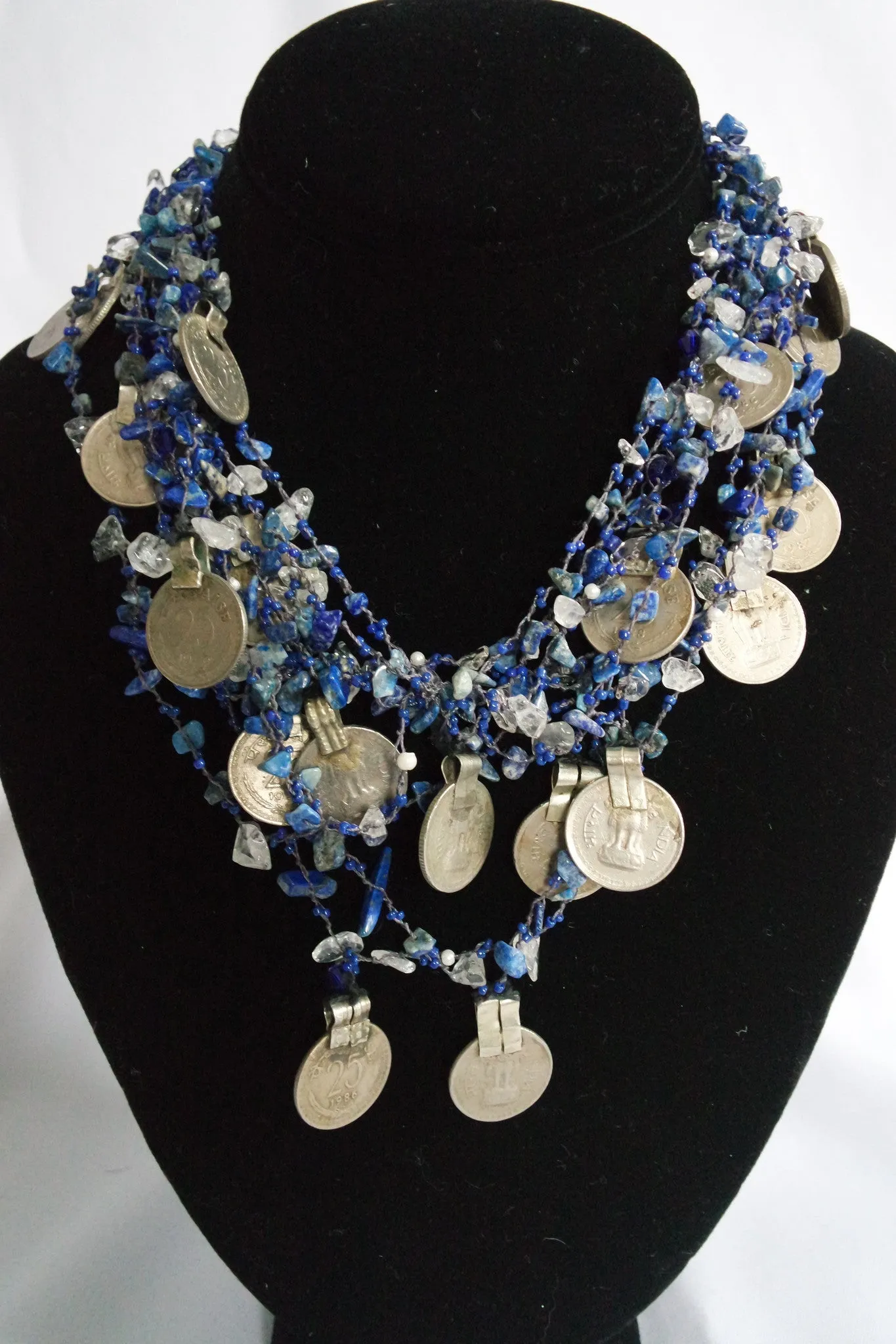 Naga India Necklace "Tribal Vintage Coin"  Stones - Many Different Stones!!