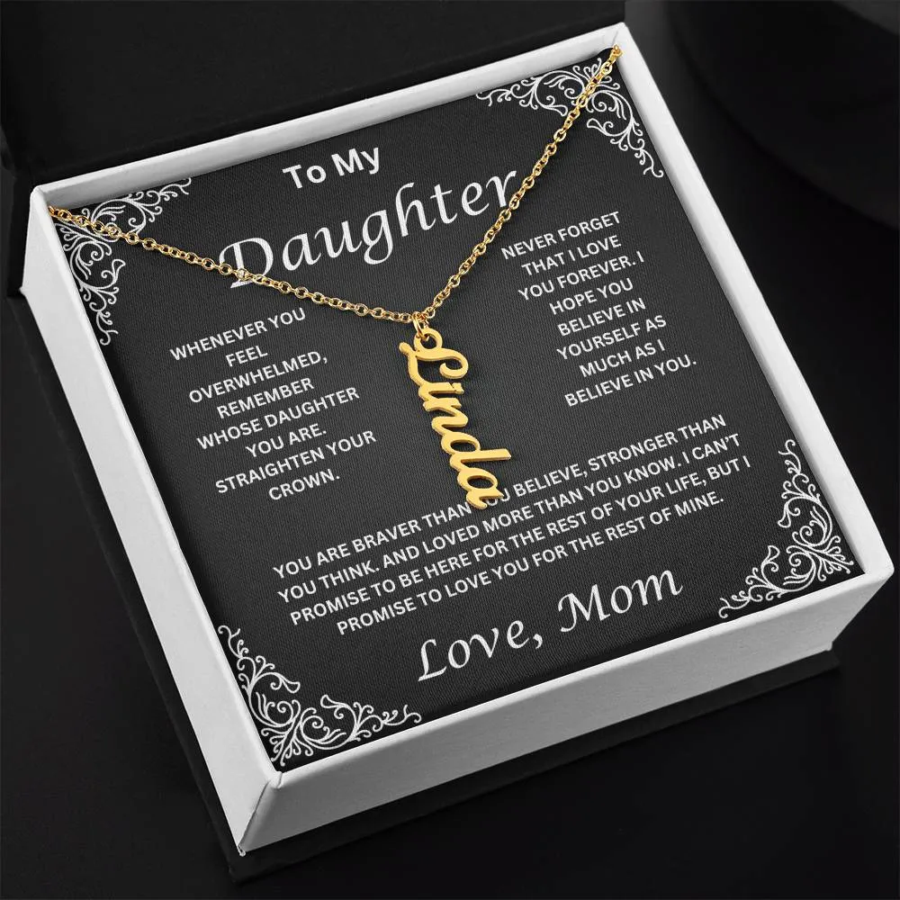 Name Necklace To My Daughter Love Mom