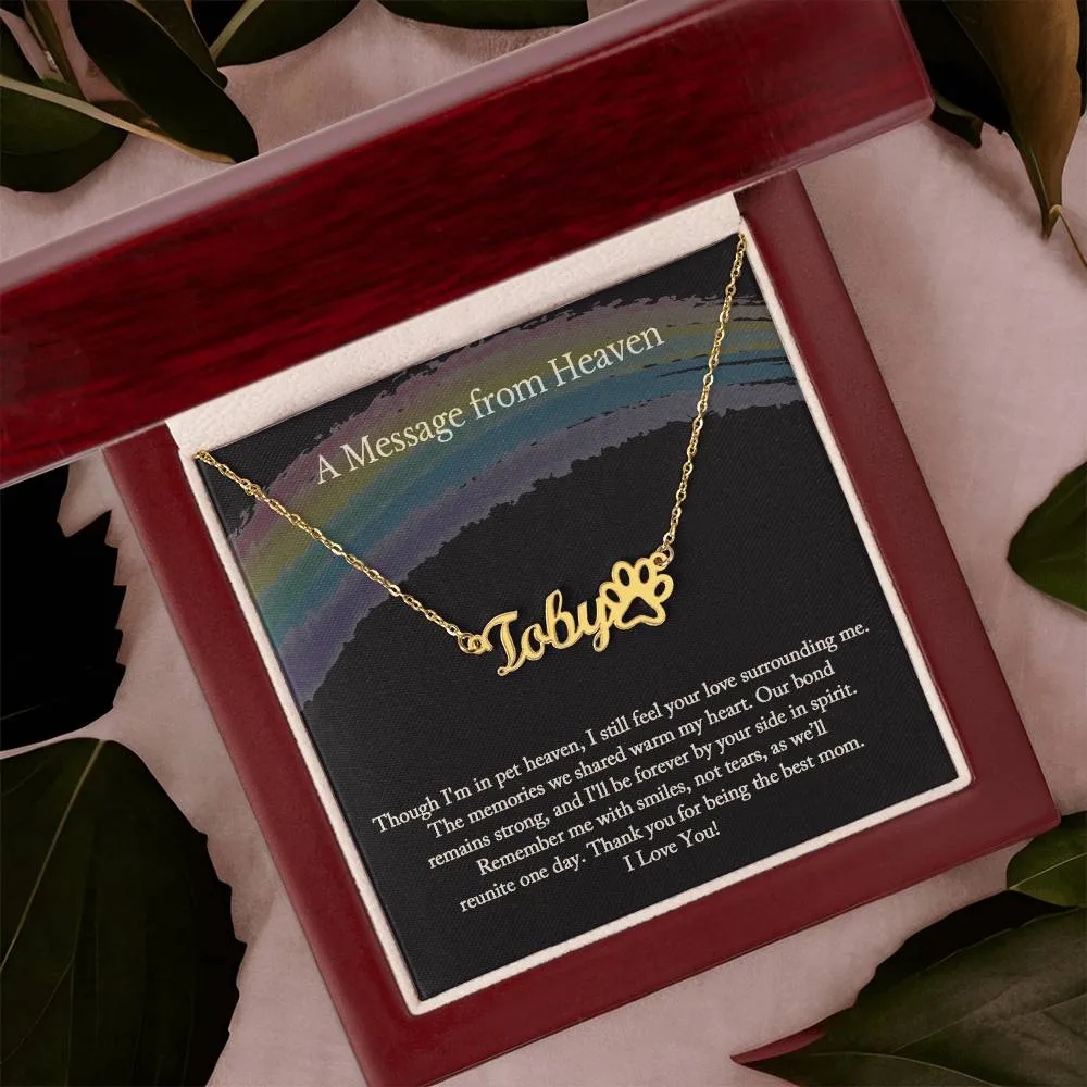 Name Necklace with Paw, Personalized Dog Name Necklace with Paw, Pet Name Necklace, Pet Memorial Necklace