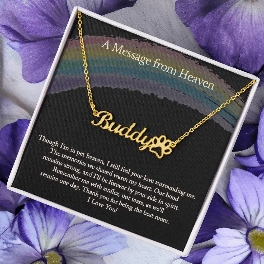 Name Necklace with Paw, Personalized Dog Name Necklace with Paw, Pet Name Necklace, Pet Memorial Necklace