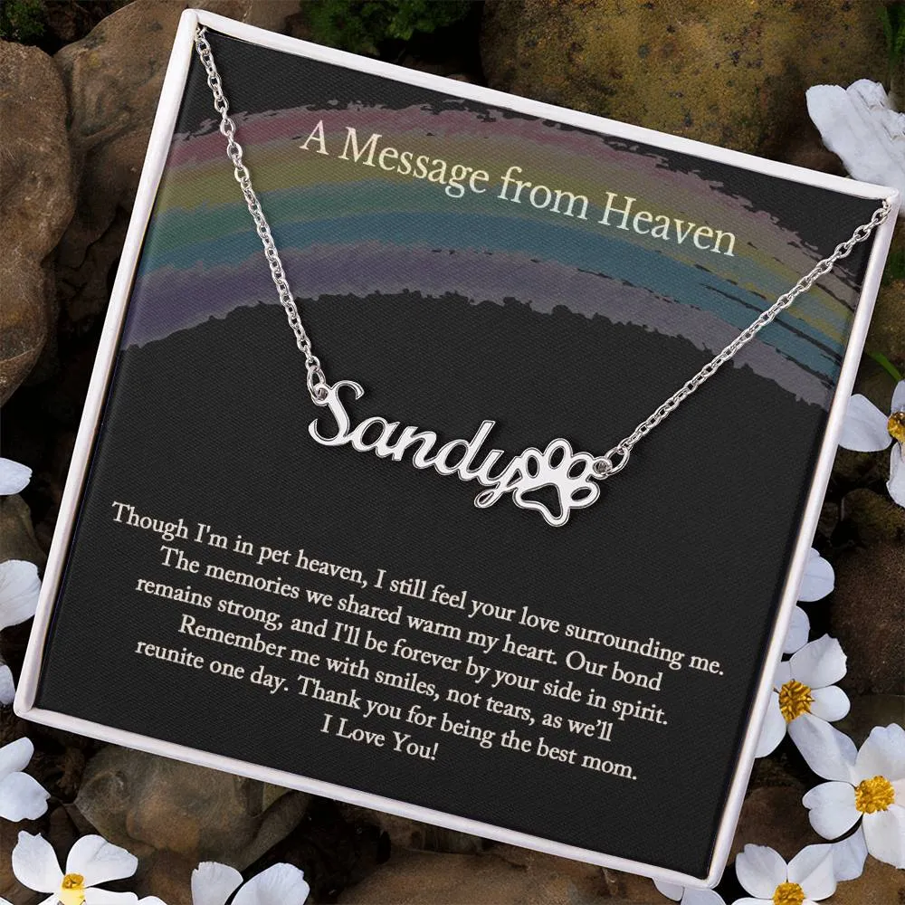 Name Necklace with Paw, Personalized Dog Name Necklace with Paw, Pet Name Necklace, Pet Memorial Necklace