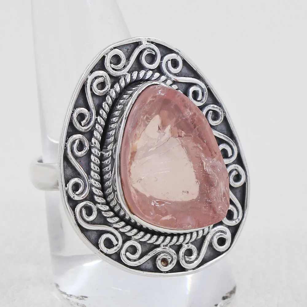 Natural Aquamarine Handmade 925 Silver Ring Raw Gemstone Jewelry