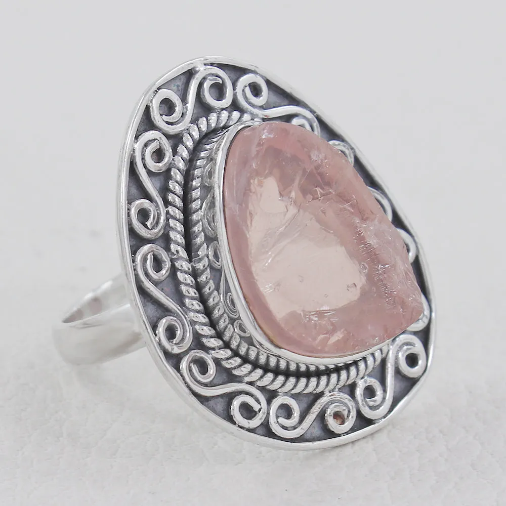 Natural Aquamarine Handmade 925 Silver Ring Raw Gemstone Jewelry