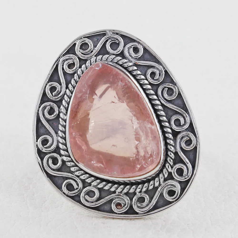 Natural Aquamarine Handmade 925 Silver Ring Raw Gemstone Jewelry