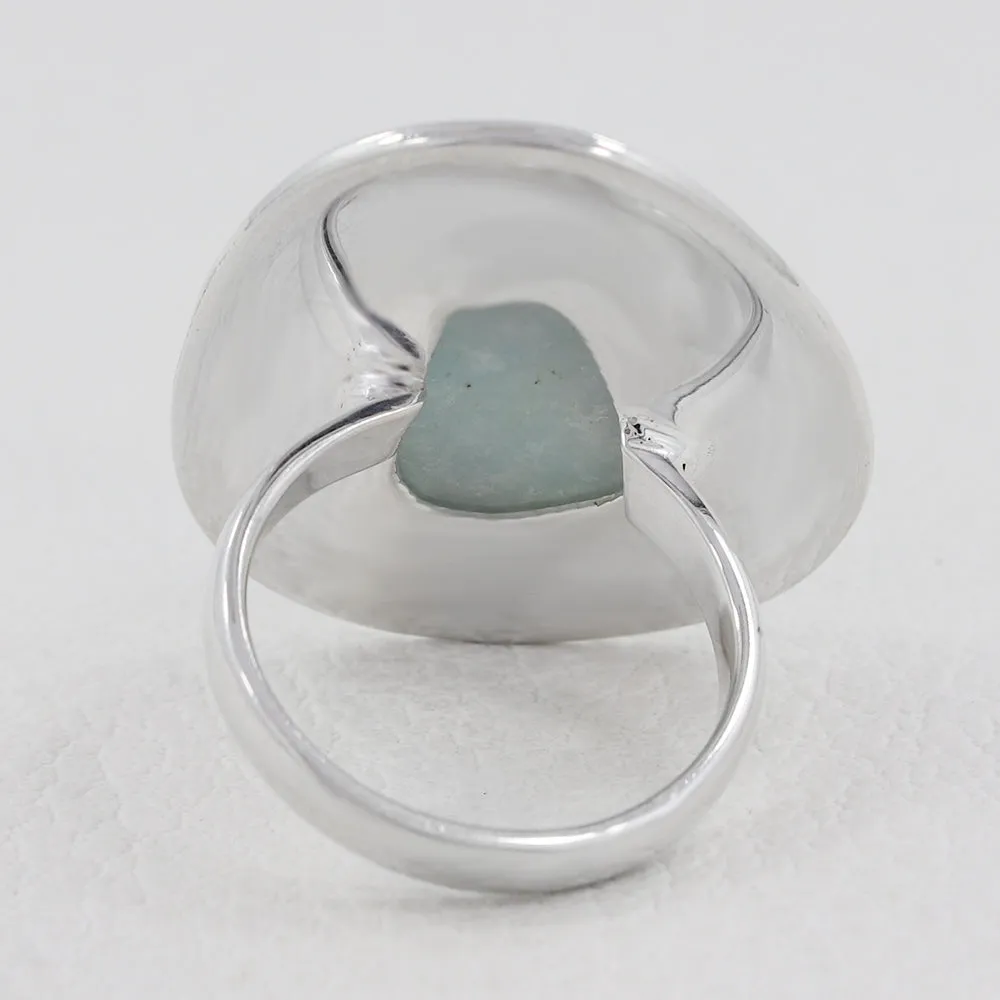 Natural Aquamarine Handmade 925 Silver Ring Raw Gemstone Jewelry