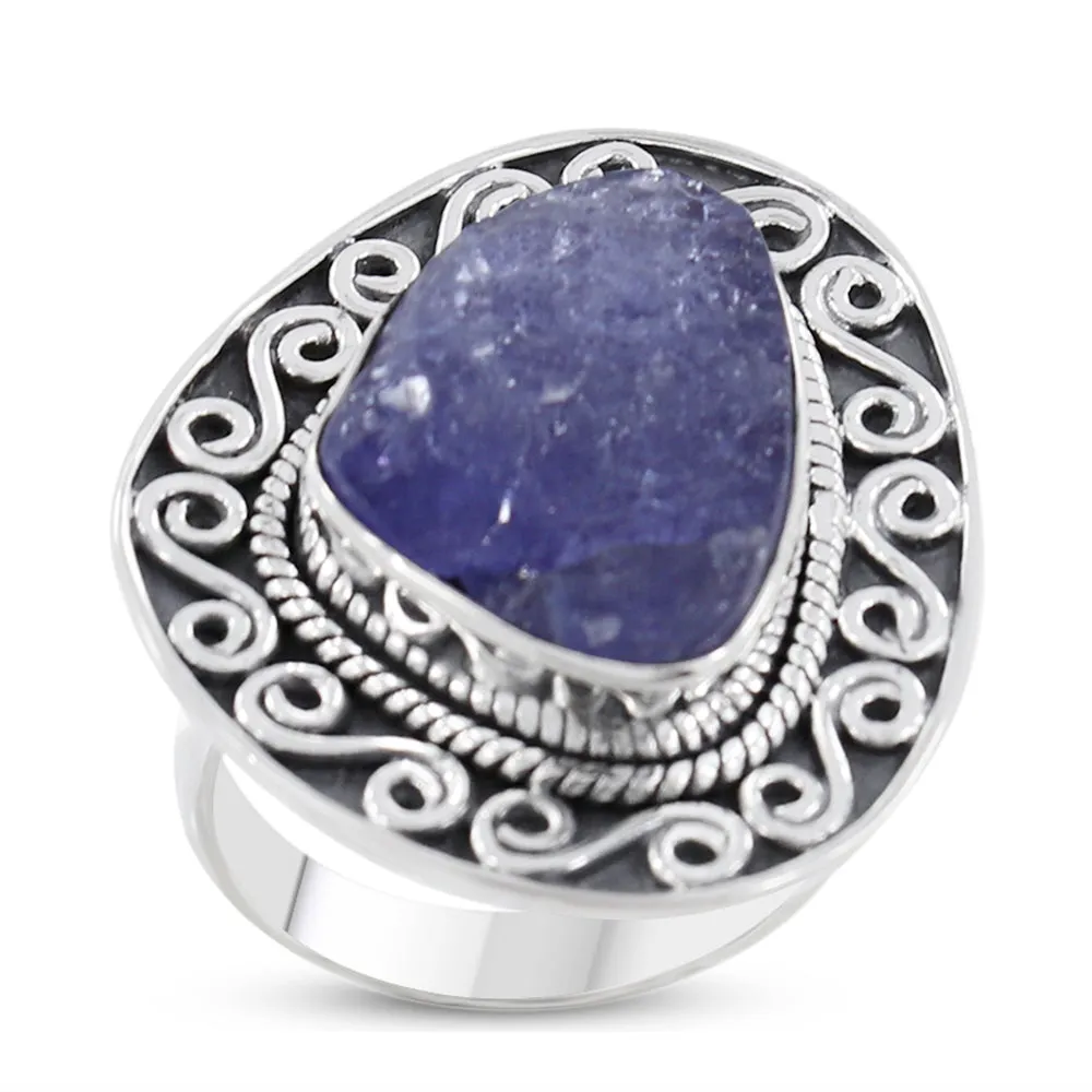 Natural Aquamarine Handmade 925 Silver Ring Raw Gemstone Jewelry