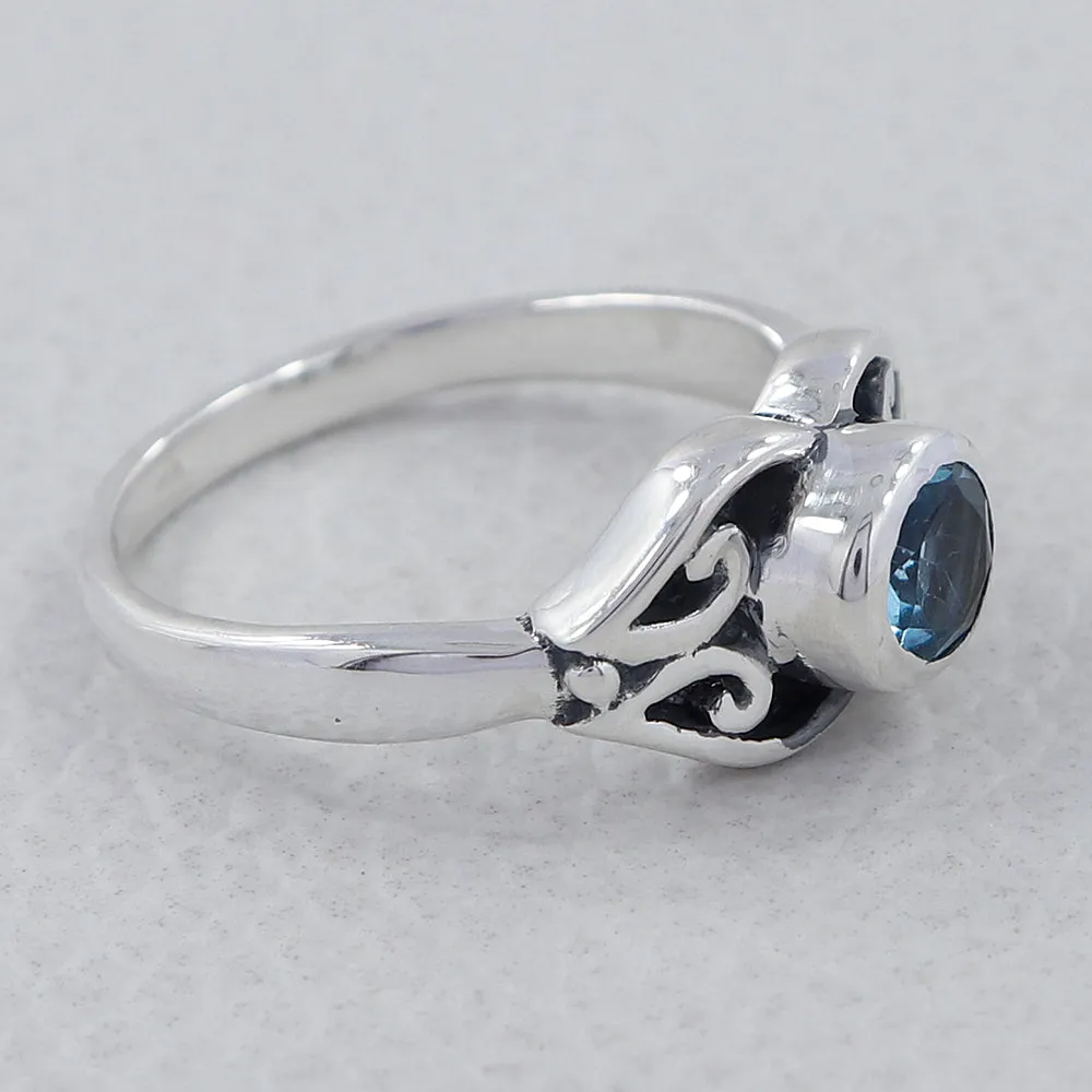 Natural Blue Topaz Silver Ring