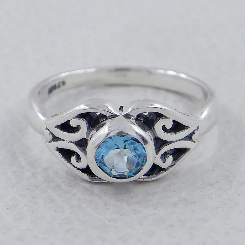 Natural Blue Topaz Silver Ring