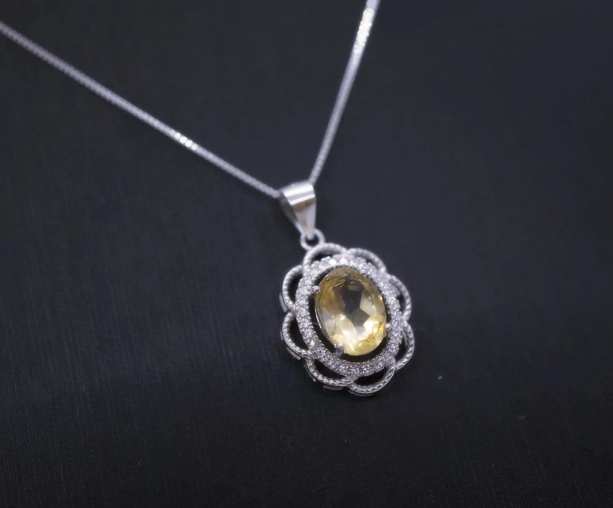 Natural Citrine Necklace Sterling Silver - Flower Of Life Genuine Citrine Pendant - November Birthstone Citrine Jewelry #475
