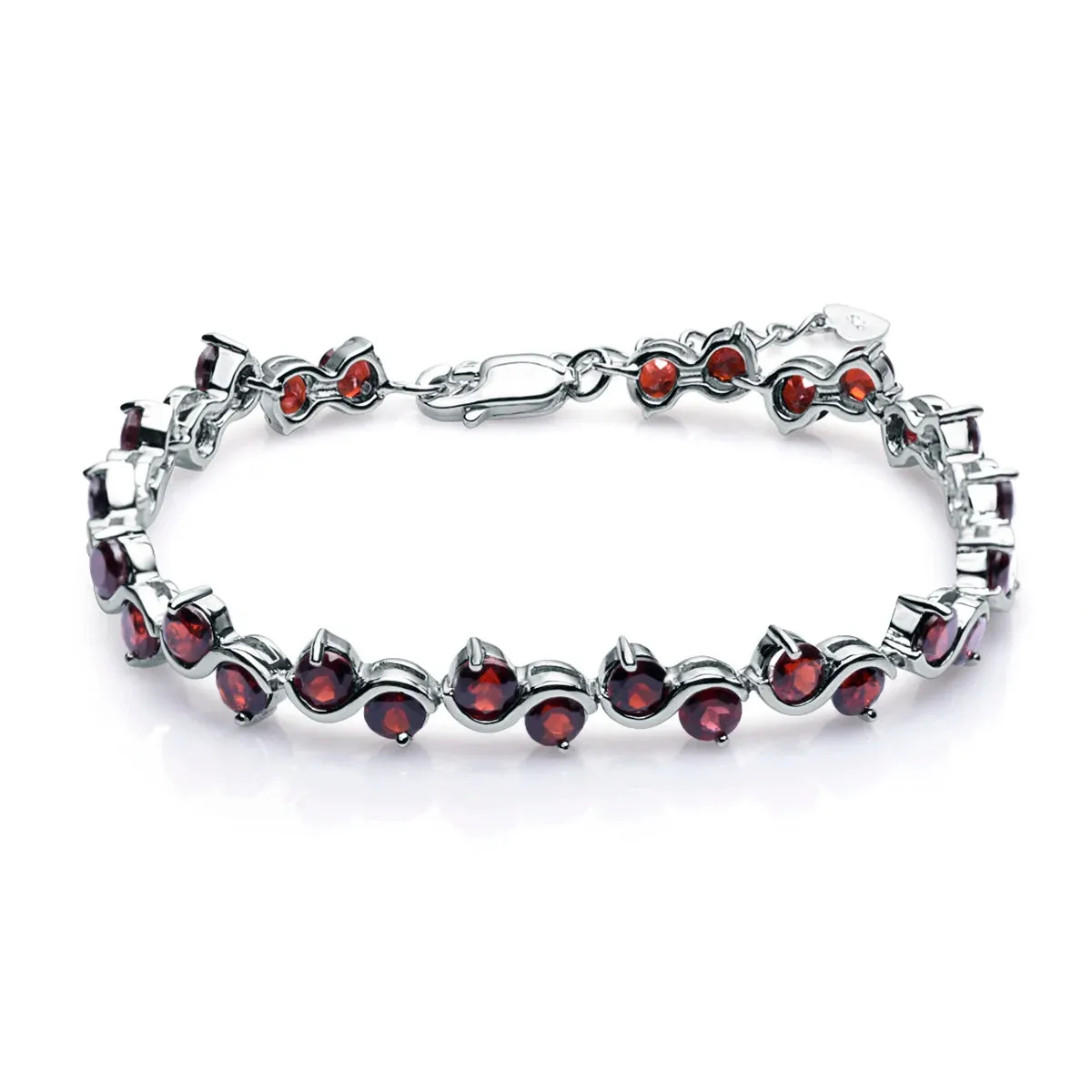 Natural Garnet, Mix & Amethyst Tennis Bracelet 925 Sterling Silver