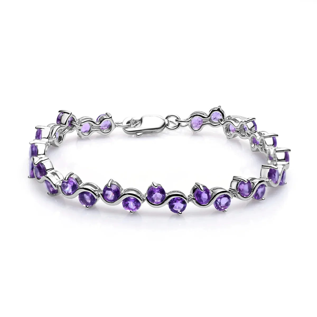 Natural Garnet, Mix & Amethyst Tennis Bracelet 925 Sterling Silver