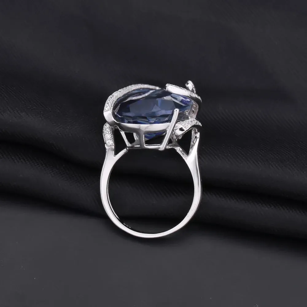 Natural Iolite Blue Mystic Quartz Jewelry Set – 925 Sterling Silver Earrings, Ring, Pendant Set