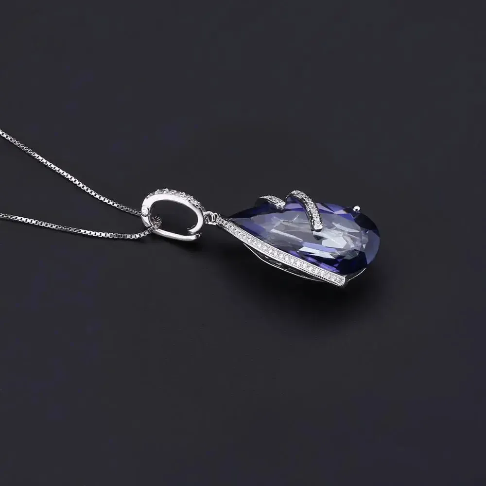Natural Iolite Blue Mystic Quartz Jewelry Set – 925 Sterling Silver Earrings, Ring, Pendant Set
