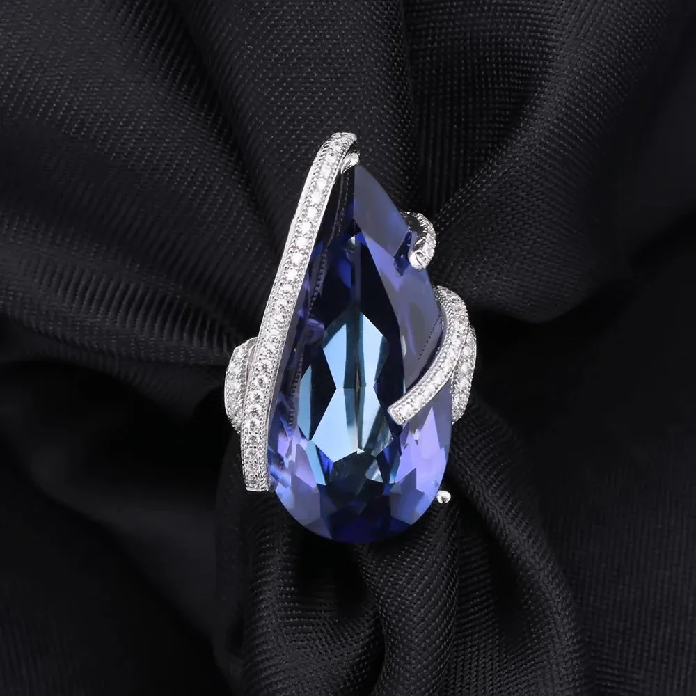 Natural Iolite Blue Mystic Quartz Jewelry Set – 925 Sterling Silver Earrings, Ring, Pendant Set