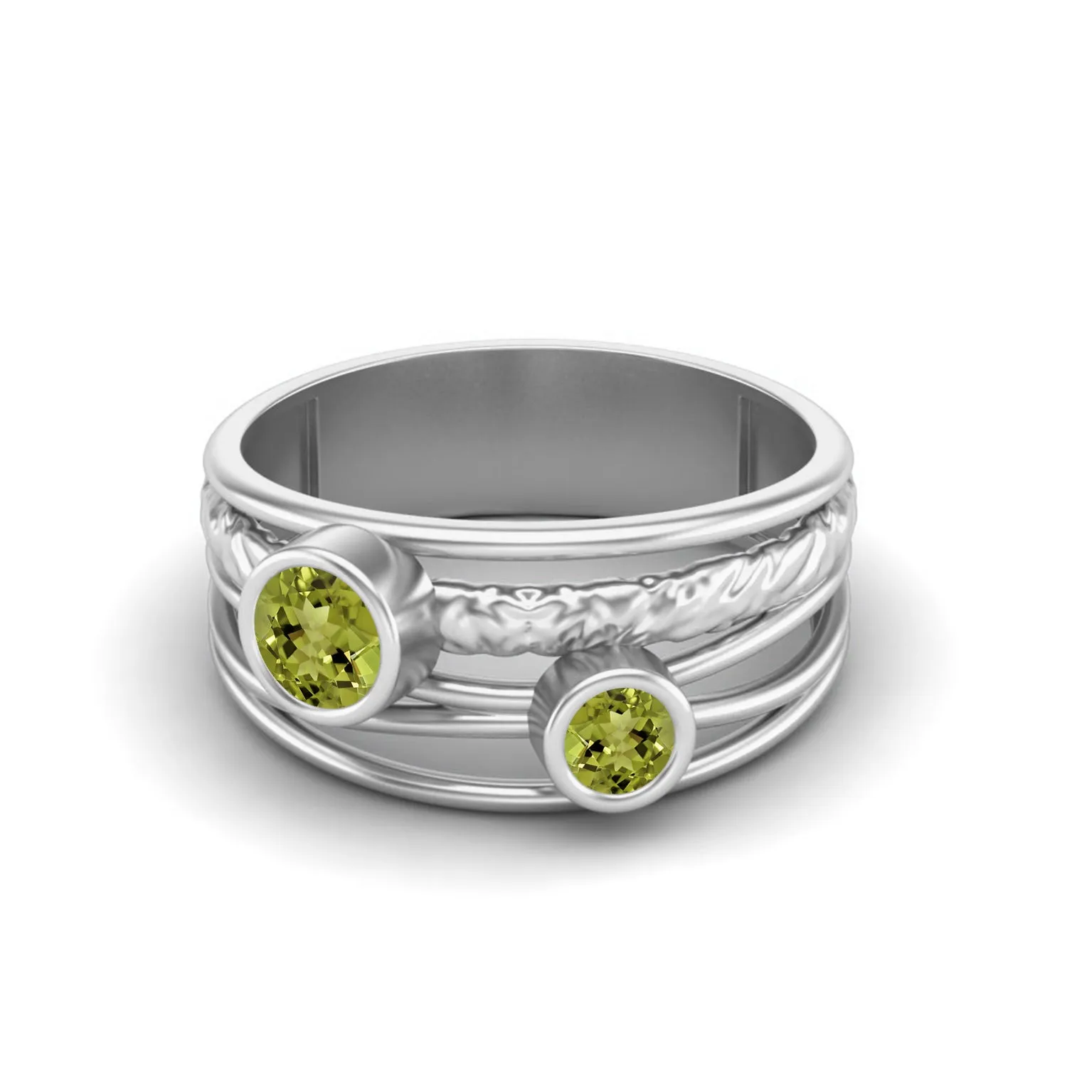 Natural Lemon Quartz Wedding 925 Sterling Silver Bridal Promise Ring