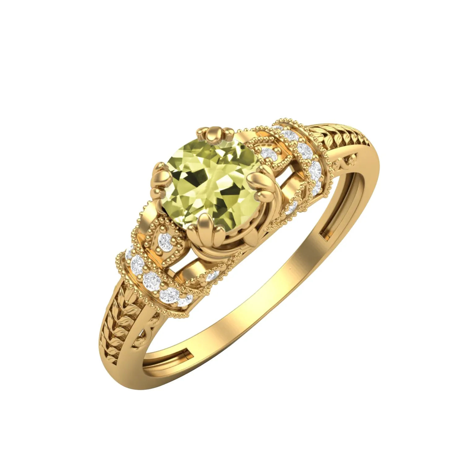 Natural Lemon Quartz Wedding Ring 925 Sterling Silver Engagement Ring