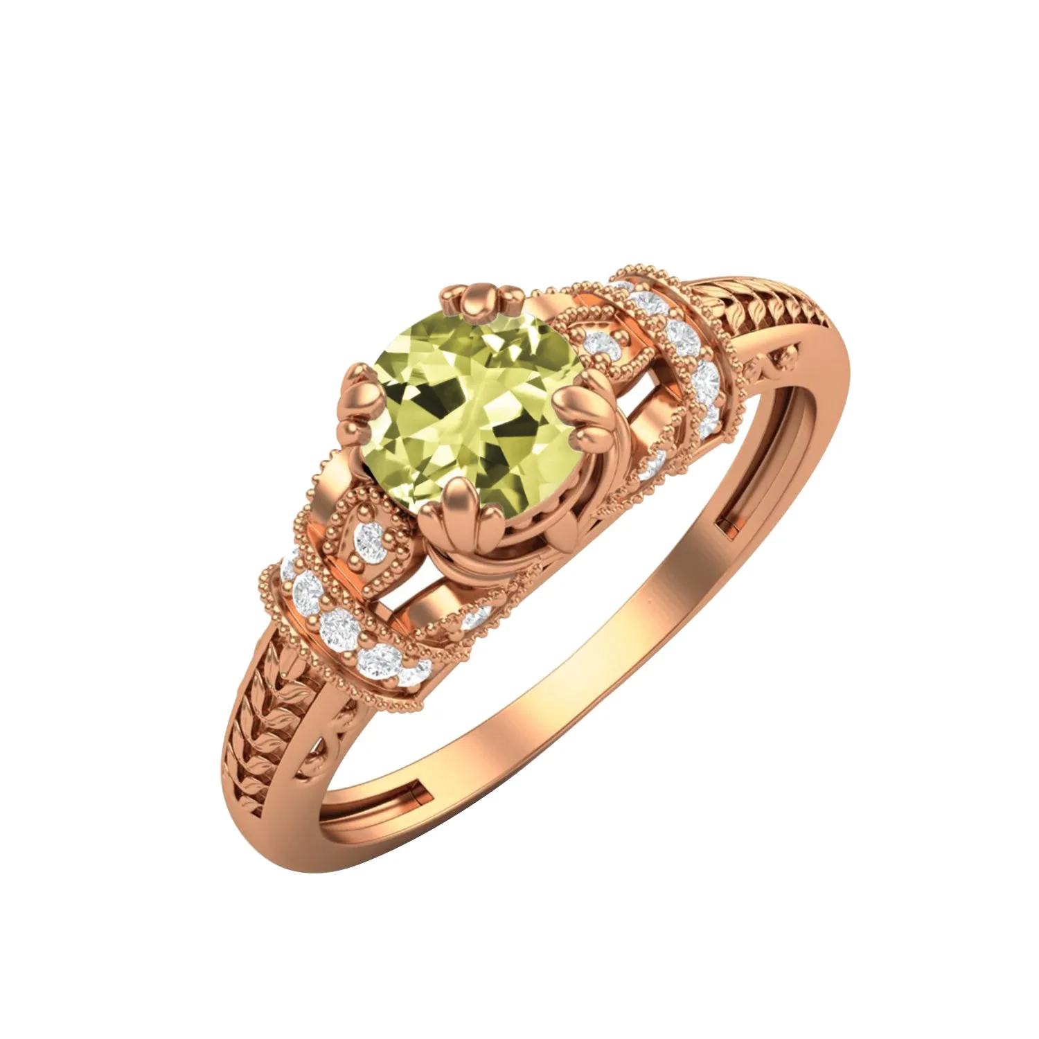 Natural Lemon Quartz Wedding Ring 925 Sterling Silver Engagement Ring