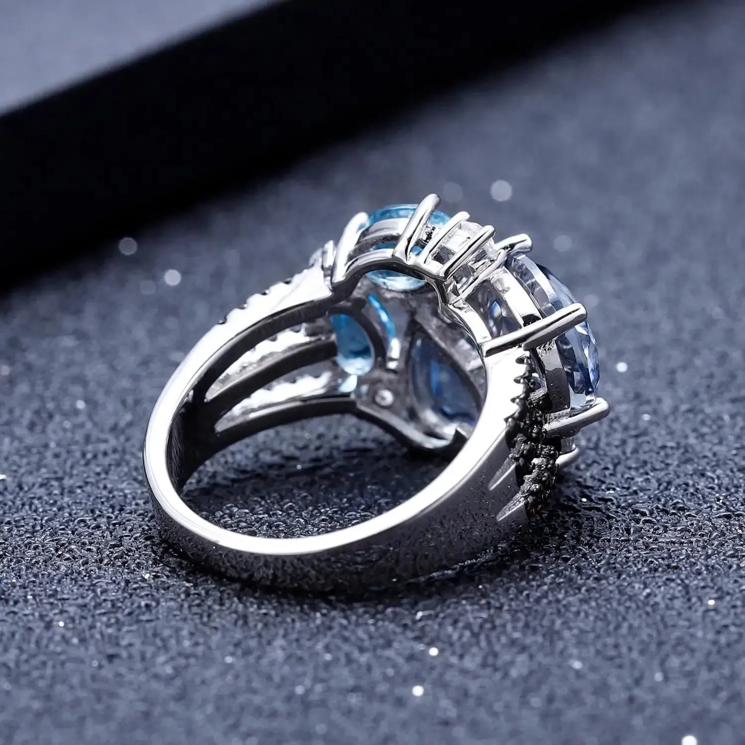 Natural Mystic Quartz and Topaz Ring 925 Sterling Silver Fine Jewelry