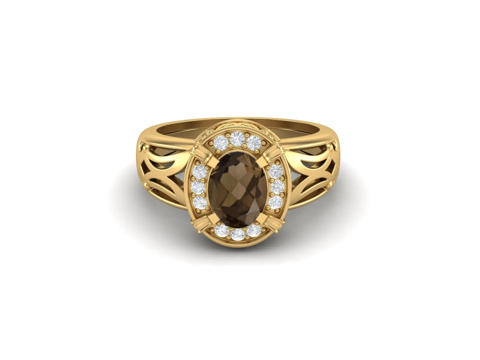 Natural Smoky Quartz Promise Ring 925 Sterling Silver Wedding Ring For Women