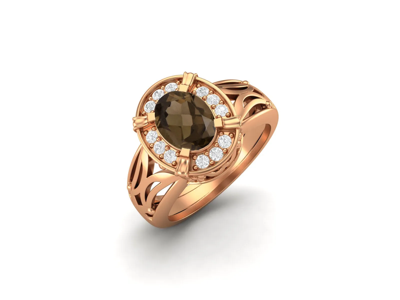 Natural Smoky Quartz Promise Ring 925 Sterling Silver Wedding Ring For Women