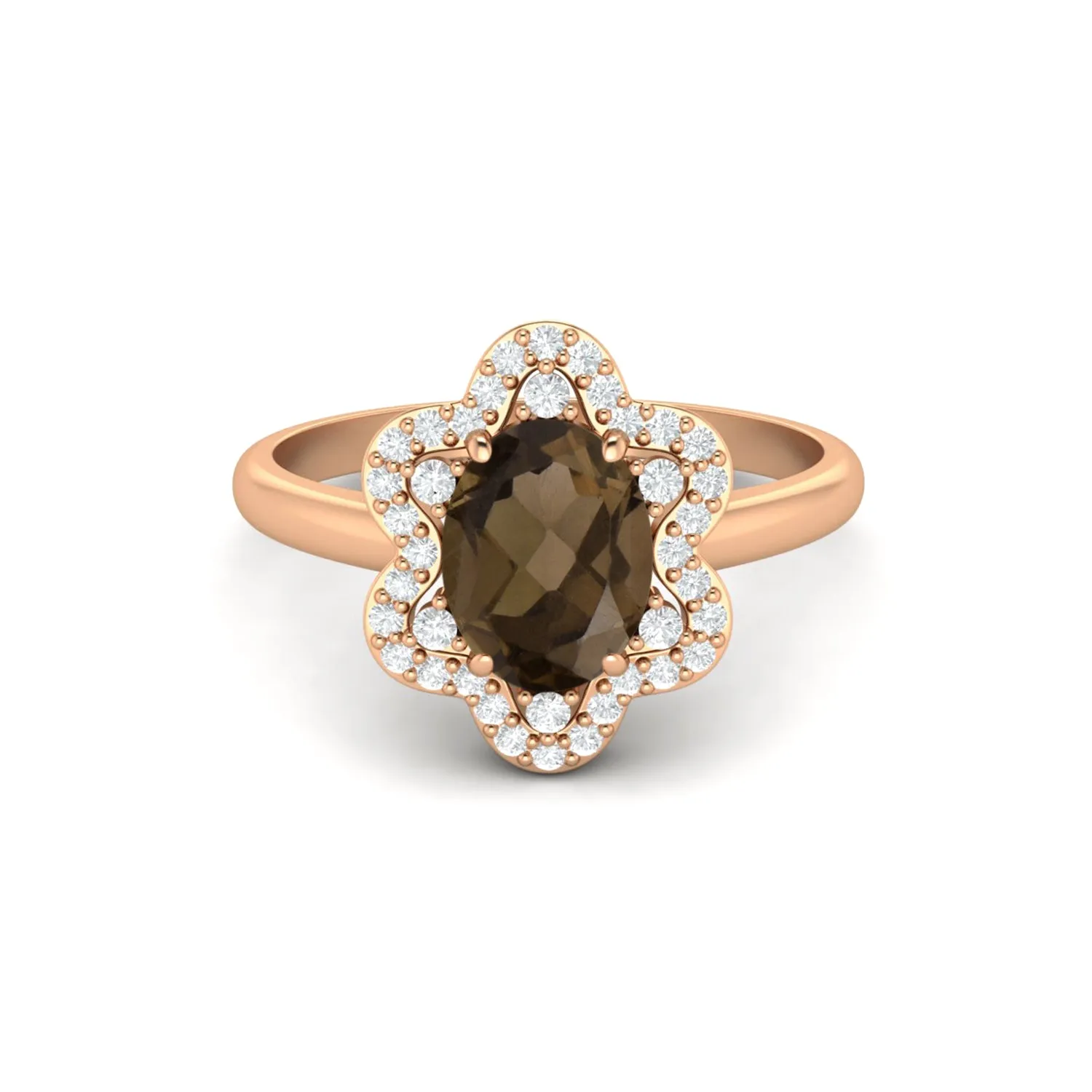 Natural Smoky Quartz Wedding Ring Oval Shaped Brown Gemstone Ring